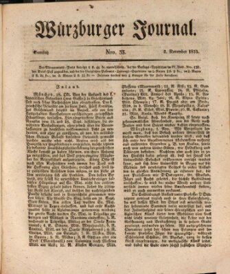 Würzburger Journal Samstag 2. November 1833