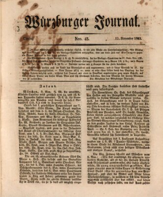 Würzburger Journal Dienstag 12. November 1833