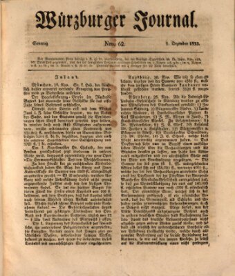 Würzburger Journal Sonntag 1. Dezember 1833