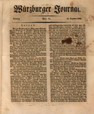 Würzburger Journal Dienstag 10. Dezember 1833