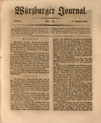 Würzburger Journal Dienstag 17. Dezember 1833