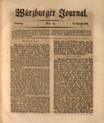 Würzburger Journal Donnerstag 19. Dezember 1833