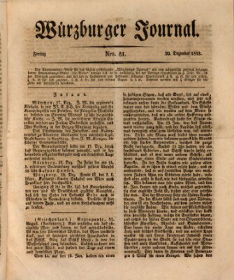 Würzburger Journal Freitag 20. Dezember 1833