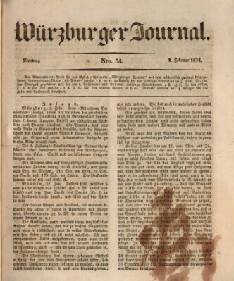 Würzburger Journal Montag 3. Februar 1834