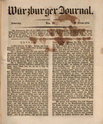 Würzburger Journal Donnerstag 20. Februar 1834