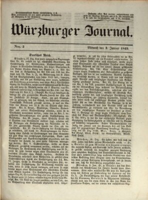 Würzburger Journal Mittwoch 3. Januar 1849