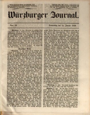 Würzburger Journal Donnerstag 11. Januar 1849