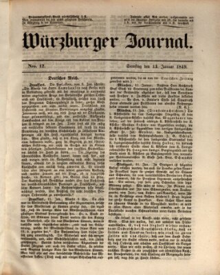 Würzburger Journal Samstag 13. Januar 1849