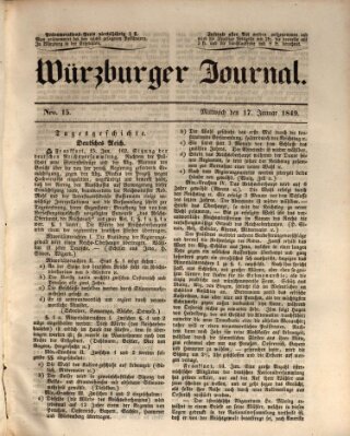 Würzburger Journal Mittwoch 17. Januar 1849