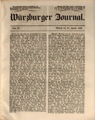 Würzburger Journal Mittwoch 31. Januar 1849