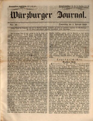 Würzburger Journal Donnerstag 1. Februar 1849