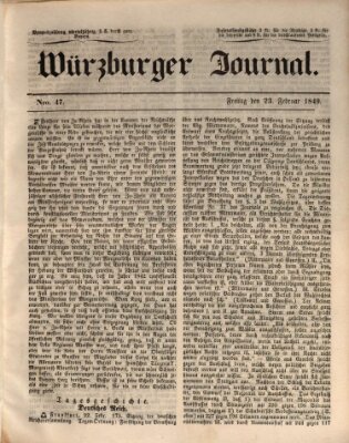 Würzburger Journal Freitag 23. Februar 1849