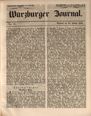 Würzburger Journal Mittwoch 28. Februar 1849