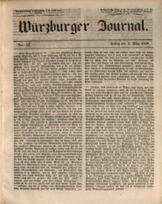 Würzburger Journal Freitag 2. März 1849