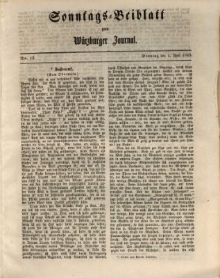 Würzburger Journal Sonntag 1. April 1849