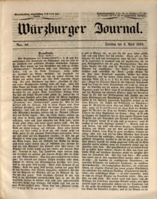 Würzburger Journal Dienstag 3. April 1849