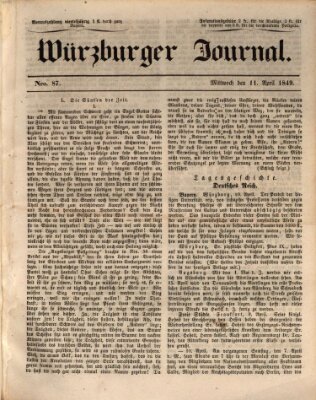 Würzburger Journal Mittwoch 11. April 1849