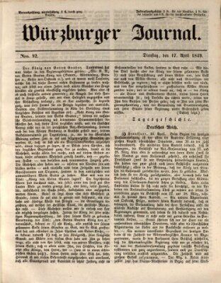 Würzburger Journal Dienstag 17. April 1849