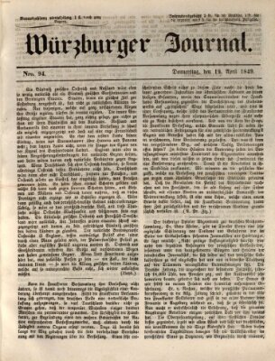 Würzburger Journal Donnerstag 19. April 1849