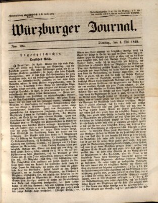 Würzburger Journal Dienstag 1. Mai 1849