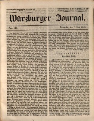 Würzburger Journal Donnerstag 7. Juni 1849