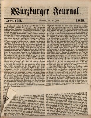 Würzburger Journal Mittwoch 27. Juni 1849