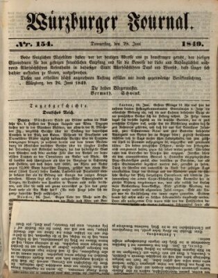 Würzburger Journal Donnerstag 28. Juni 1849