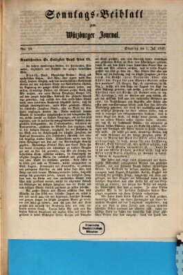 Würzburger Journal Sonntag 1. Juli 1849