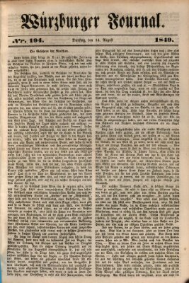 Würzburger Journal Dienstag 14. August 1849