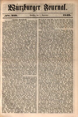 Würzburger Journal Samstag 1. September 1849