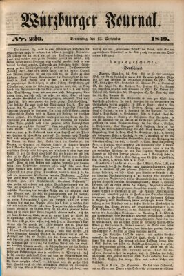 Würzburger Journal Donnerstag 13. September 1849