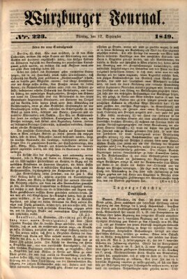 Würzburger Journal Montag 17. September 1849