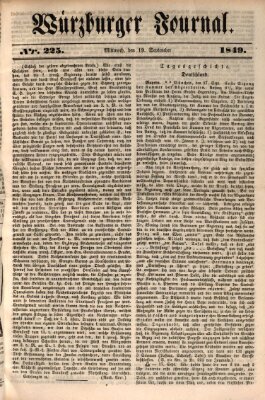 Würzburger Journal Mittwoch 19. September 1849