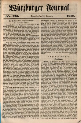 Würzburger Journal Donnerstag 20. September 1849