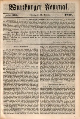 Würzburger Journal Samstag 22. September 1849