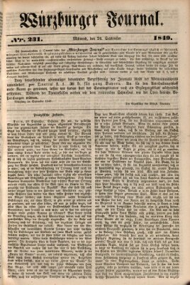 Würzburger Journal Mittwoch 26. September 1849