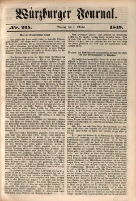 Würzburger Journal Montag 1. Oktober 1849