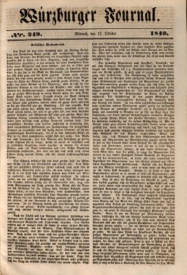 Würzburger Journal Mittwoch 17. Oktober 1849