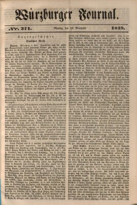 Würzburger Journal Montag 12. November 1849