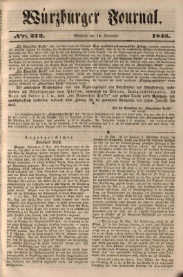 Würzburger Journal Mittwoch 14. November 1849