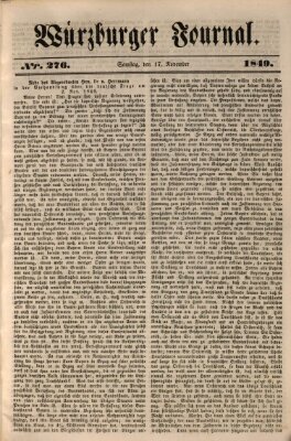 Würzburger Journal Samstag 17. November 1849