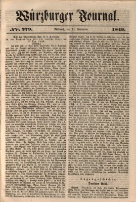 Würzburger Journal Mittwoch 21. November 1849