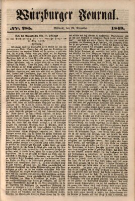 Würzburger Journal Mittwoch 28. November 1849