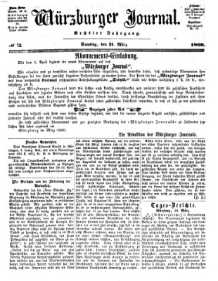 Würzburger Journal Samstag 24. März 1860