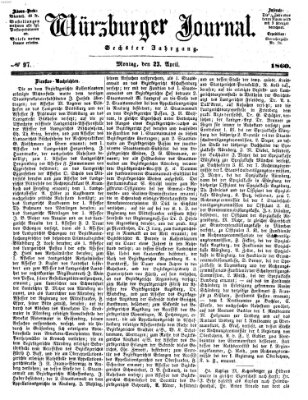 Würzburger Journal Montag 23. April 1860