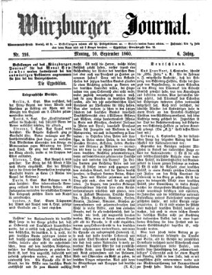 Würzburger Journal Montag 10. September 1860