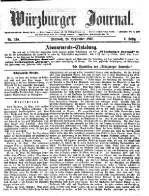 Würzburger Journal Mittwoch 26. September 1860