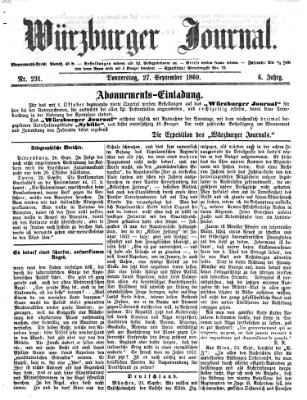 Würzburger Journal Donnerstag 27. September 1860