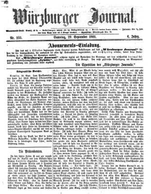 Würzburger Journal Samstag 29. September 1860