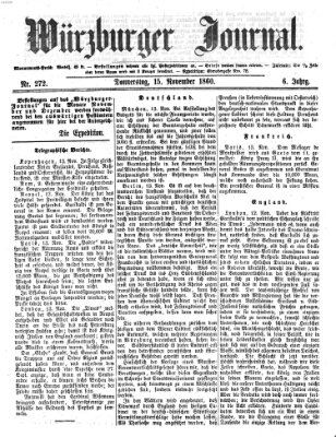 Würzburger Journal Donnerstag 15. November 1860